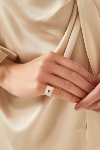 'BeMine' Ring in Mother of Pearl & 18kt Gold