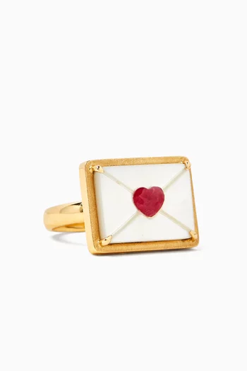 'BeMine' Ring in Mother of Pearl & 18kt Gold