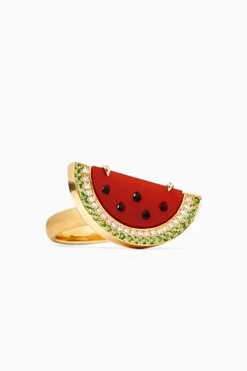 Watermelon Ring in Diamond & 18kt Yellow Gold