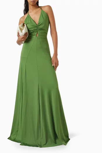 V-neck Ruched Cami Gown in Jersey