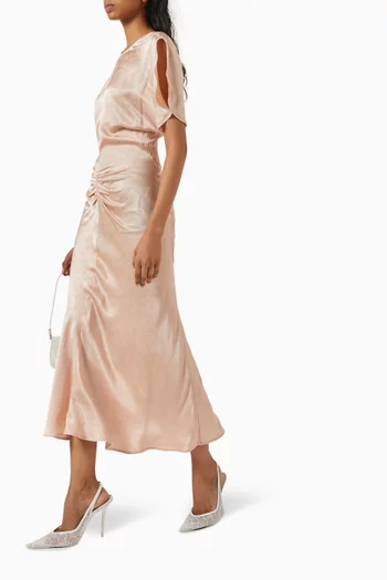 Gathered Midi Dress in Viscose Blend