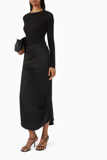Draped Midi Skirt in Viscose Blend