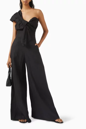 Eden One-shoulder Jumpsuit in Linen