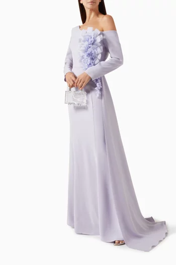Asymmetric Floral Dress in Fine Casandra