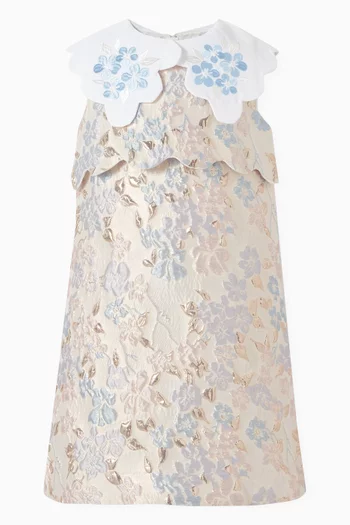 A-line Scalloped Dress in Jacquard Fabric