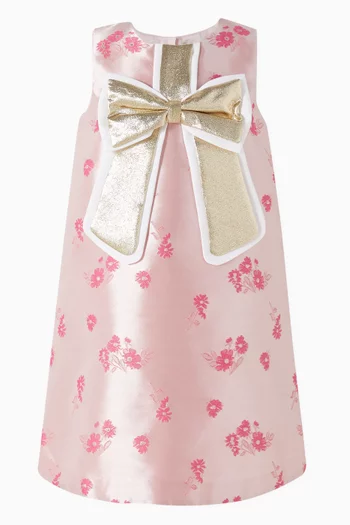 Guilded Bow Dress in Jacquard Satin