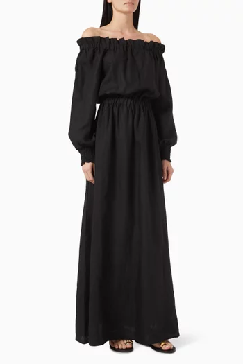 فستان جيلين طويل بأكتاف مكشوفة