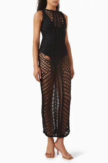 Luna Cover-up Maxi Dress in Crochet-knit