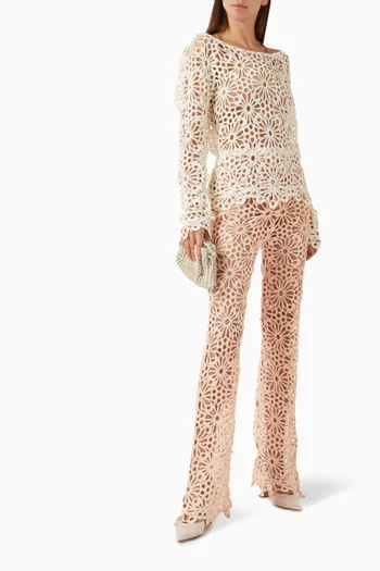 Bootcut Crochet Pants in Cotton