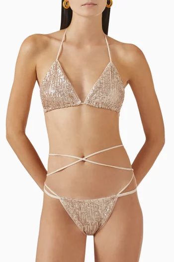 Sequin-embellished Bikini Set