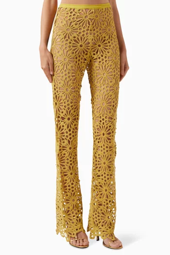 Sheer Boot Pants in Crochet-knit