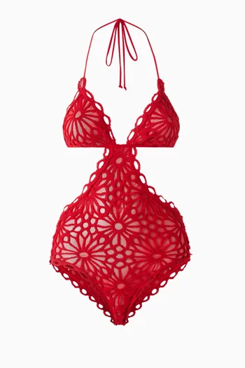 Cut-out String Mio One-piece Swimsuit in Crochet