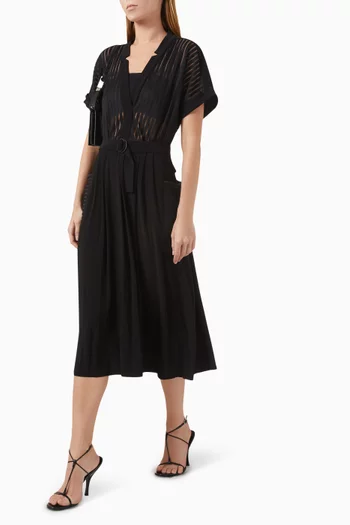 Geralyn Belted Midi Dress in Poly-lycra