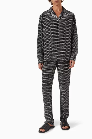 DG Logo Print Shirt in Silk Crepe de Chine