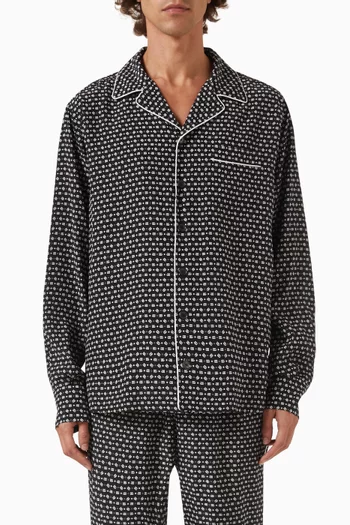 DG Logo Print Shirt in Silk Crepe de Chine