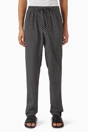 DG Logo Print Jogging Pants in Silk Crepe de Chine