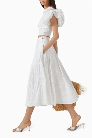 Floral-embroidered Skirt in Organic-cotton