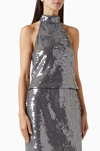 Sequin-embellished Halterneck Top