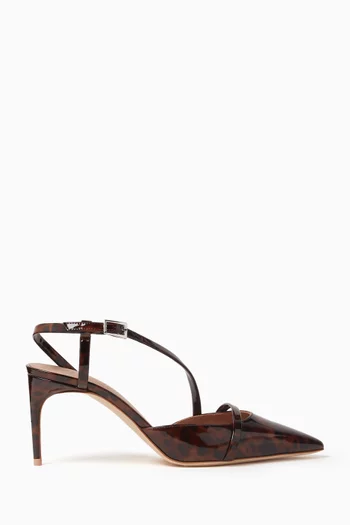 Valeria 70 Leopard-print Slingback Pumps in Patent Leather