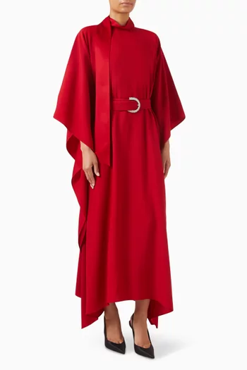 قفطان لا لونا بحزام مزين بالكريستال كريب