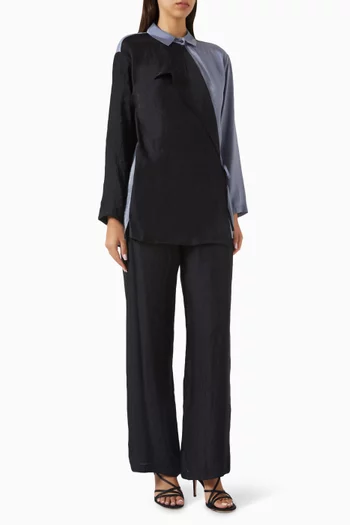 Two-tone Blazer & Pants Set in Viscose-blend