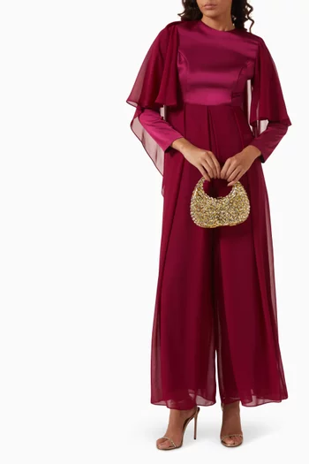 Cape Jumpsuit in Satin