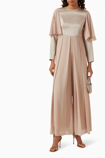 Cape Jumpsuit in Satin