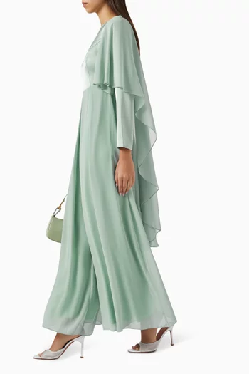 Cape Jumpsuit in Satin