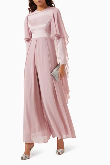 Cape Jumpsuit in Satin