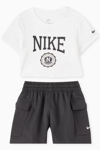 Cropped Logo T-shirt in Cotton