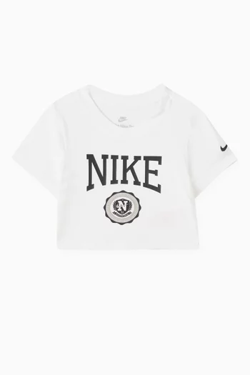 Cropped Logo T-shirt in Cotton
