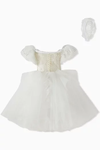Floral Embellished Dress & Headband Set