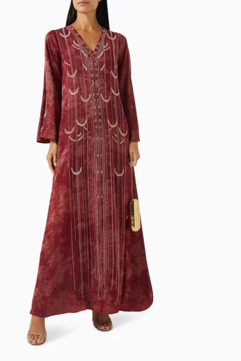Bead-embellished Jalabiya in Crepe