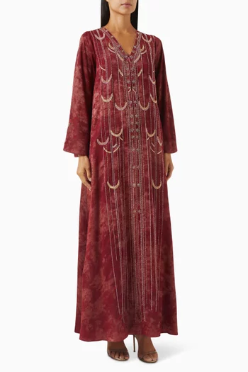Bead-embellished Jalabiya in Crepe
