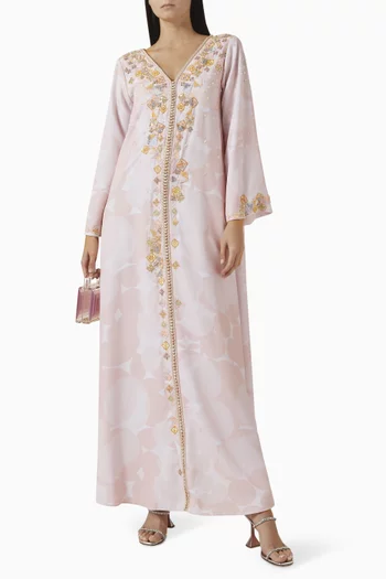Bead-embellished Jalabiya in Crepe