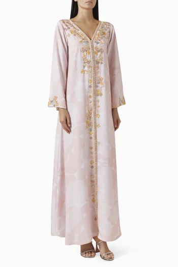 Bead-embellished Jalabiya in Crepe