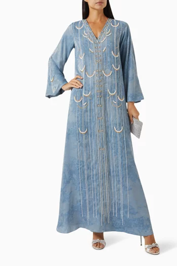 Bead-embellished Jalabiya in Crepe