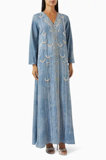 Bead-embellished Jalabiya in Crepe