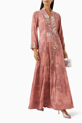 Bead-embellished Jalabiya in Crepe