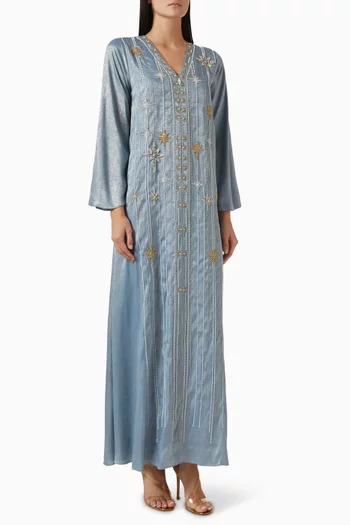 Bead-embellished Jalabiya in Crepe