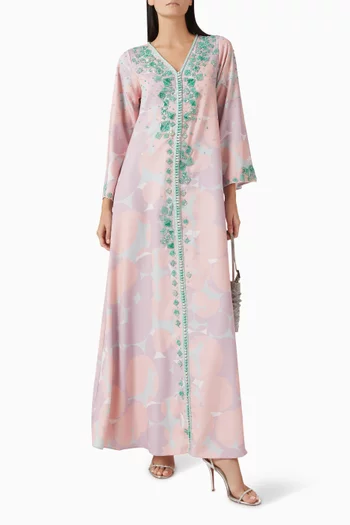 Bead-embellished Jalabiya in Crepe