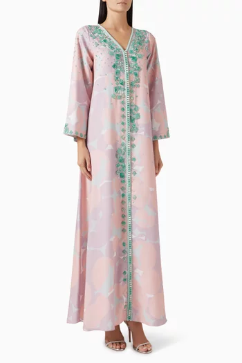 Bead-embellished Jalabiya in Crepe