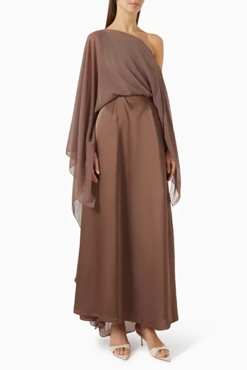 فستان طويل بتصميم غير متماثل