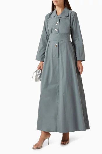 Embellished Shirt Dress in Cotton-blend