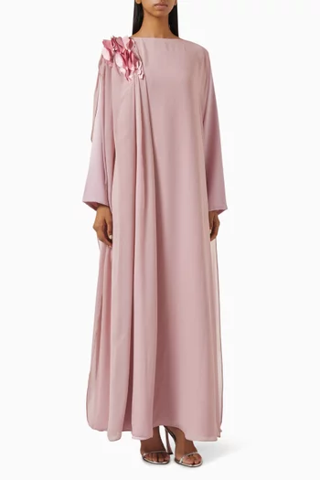 3D Bead-embellished Overlay Dress in Crepe