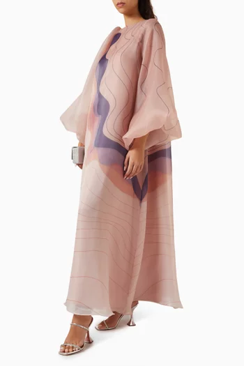 Printed Flared Dress in Organza