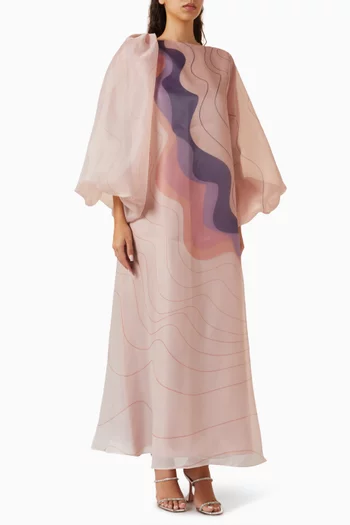 Printed Flared Dress in Organza