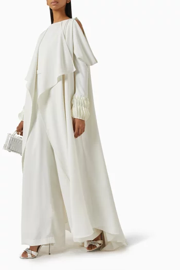 Bead-embellished Cape Jumpsuit