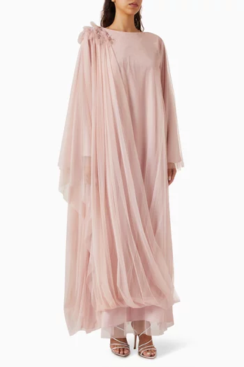 Bead-embellished Overlay Dress in Tulle