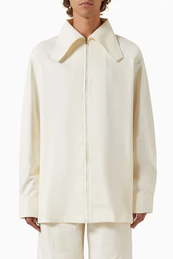 Crop Collar Zip-up Shirt in Japanese Fabric